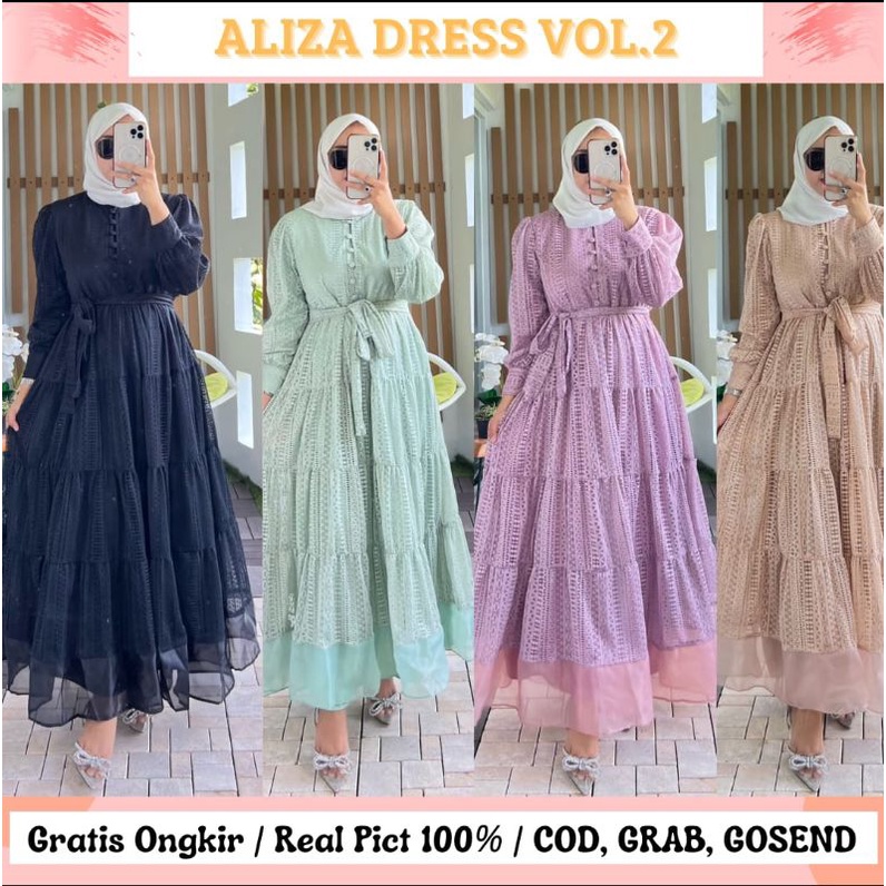 ALIZA DRESS /DRESS KONDANGAN/ GAMIS PESTA SAGE GREEN