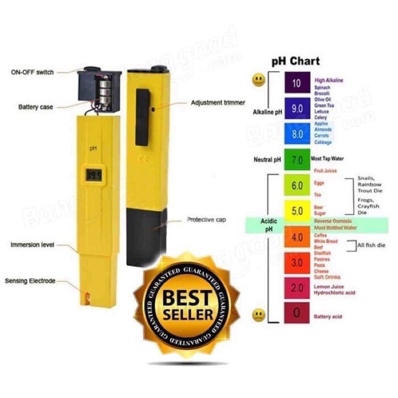 PH Meter Digital+BOX/Alat Ukur Keasaman Air -Hidroponik,Kolam,Minuman