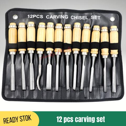 

Set Pisau Ukir Alat Pahat Kayu Wood chisel Carving Knife 12 in 1 81N