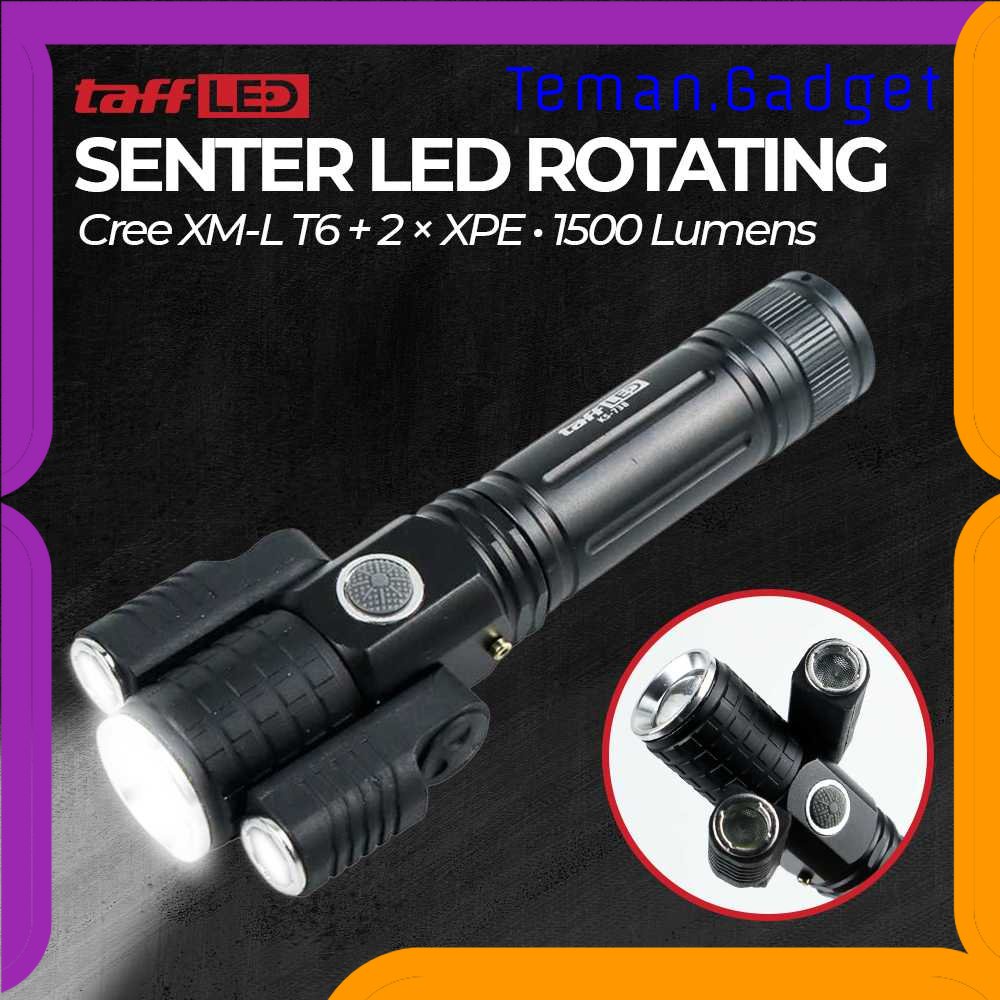 TG-SNT TaffLED Senter LED Rotating Zoom  T6 + 2 x XPE 1500 Lm - KS-738