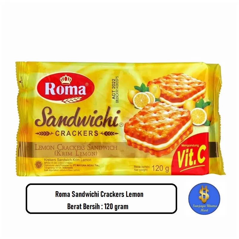 

Biskuit Roma Sandwichi Crackers Krim Lemon 120gr-Roma Biscuit Lemon Crackers