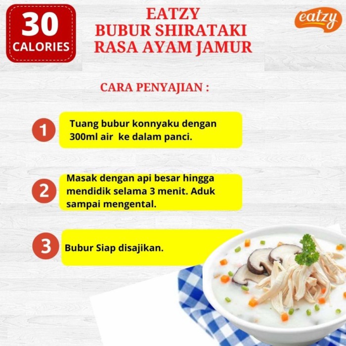 Eatzy Bubur Shirataki Ayam Jamur - Keju