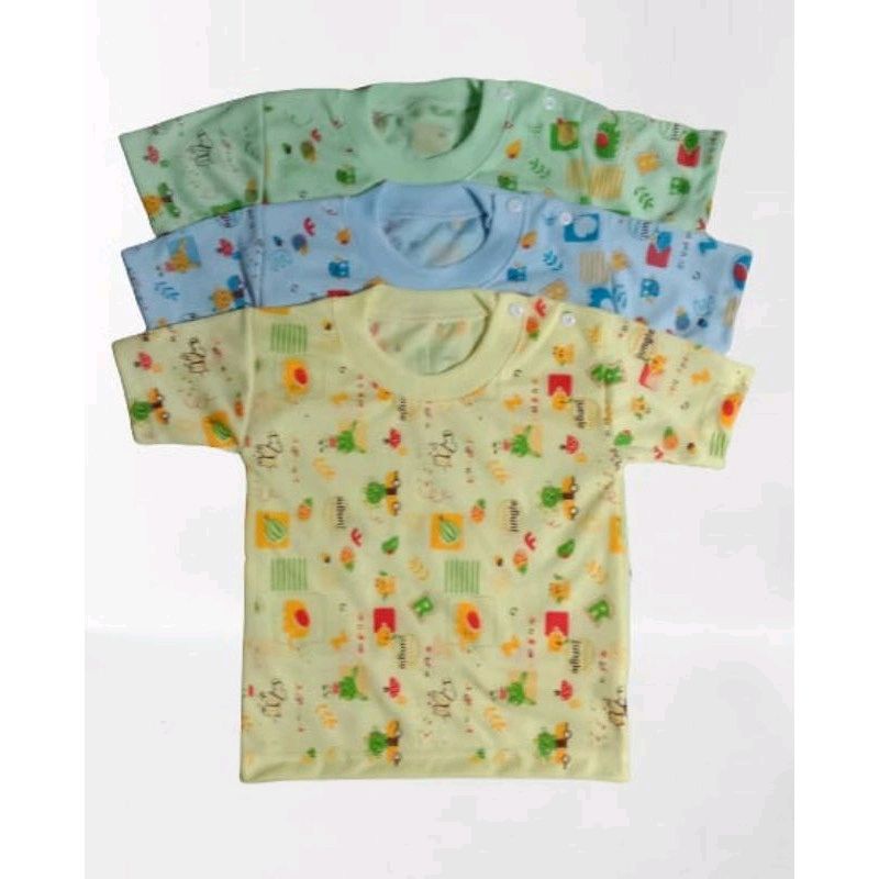3 pcs ATASAN baju OBLONG bayi tangan pendek kancing bahu ukuran M/L/XL