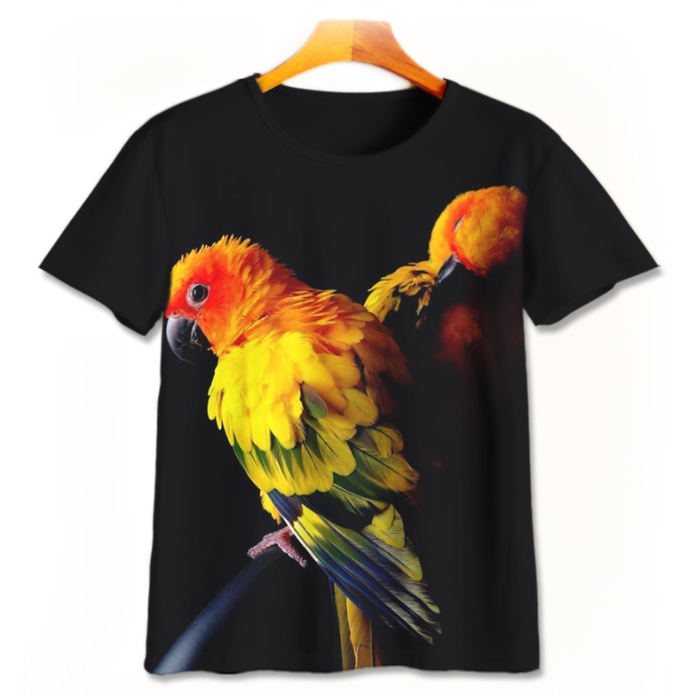 Kaos Anak 3D Baju Anak Hewan / Binatang Burung Sun Conure Burung Parkit Matahari Burung Parrot V2 Ba