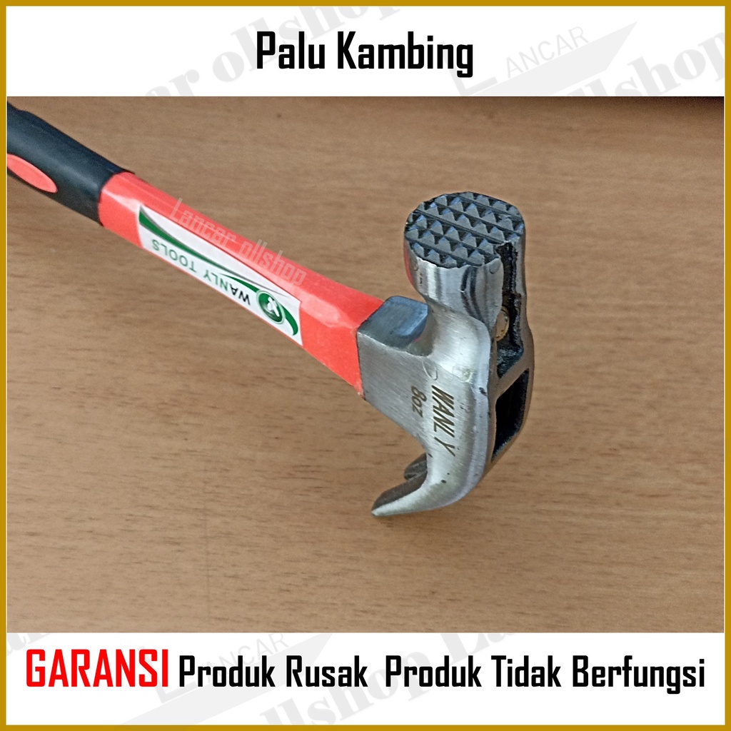 Palu Kambing 8 oz Magnet Gerigi Gagang Fiber + Karet