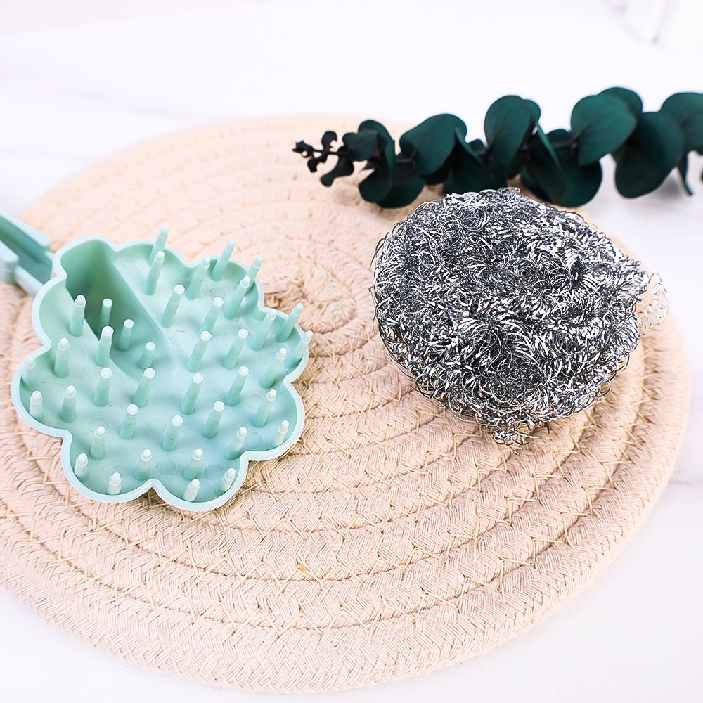 Sikat Pembersih Dapur Sikat Bola Kawat Stainless Gagang Panjang Sikat Pembersih Gantung Mangkok Piring Panci Alat Cuci Rumah Tangga Deep Clean Scrub Brushes