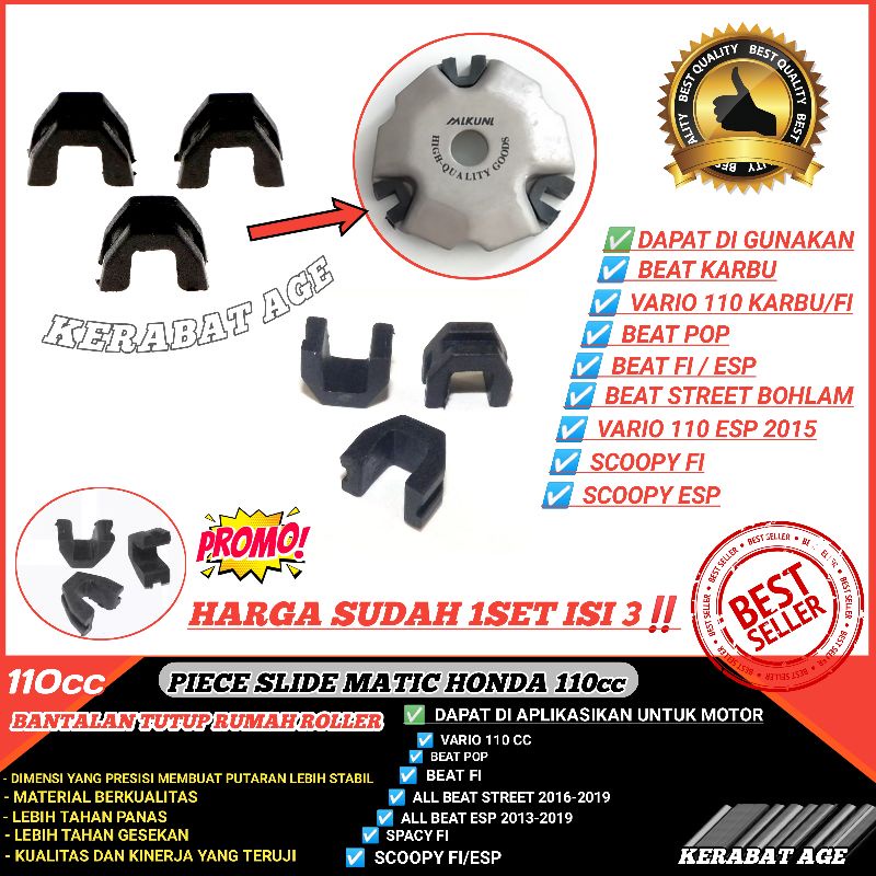 SLIDER PIECE SLIDE PIECE HONDA BEAT VARIO SPACY SCOOPY FI CARBU KARBU HITAM