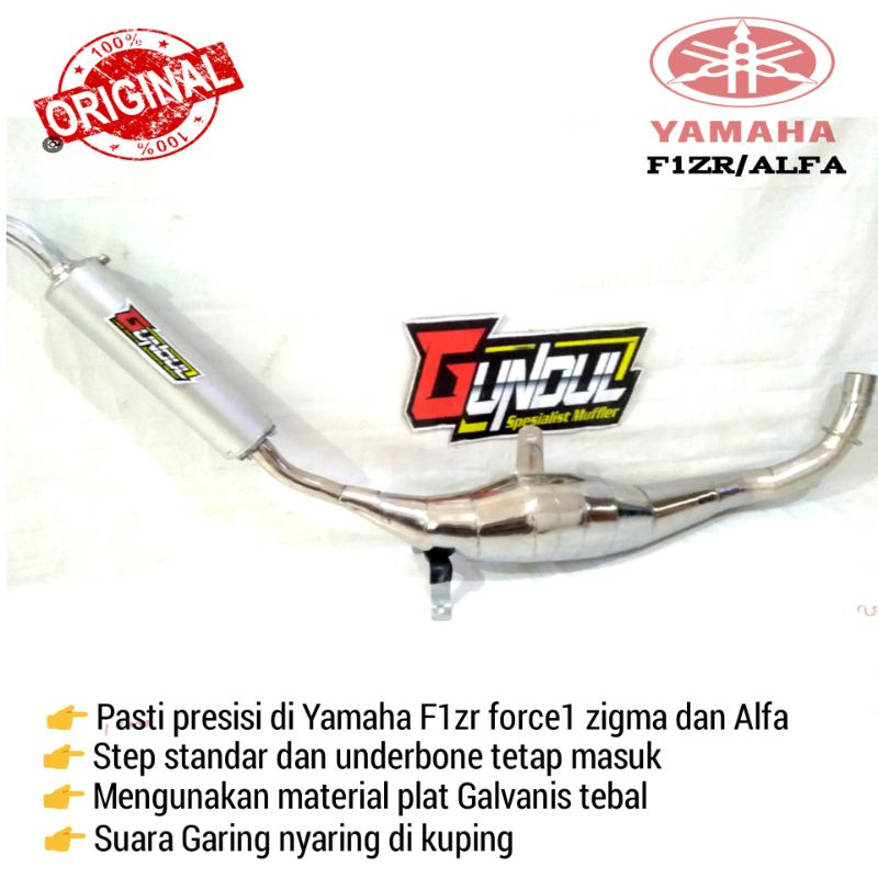 Knalpot kolong Fiz r racing yamaha f1zr force1 fozwan Alfa zigma kenalpot suara garing warna crome t