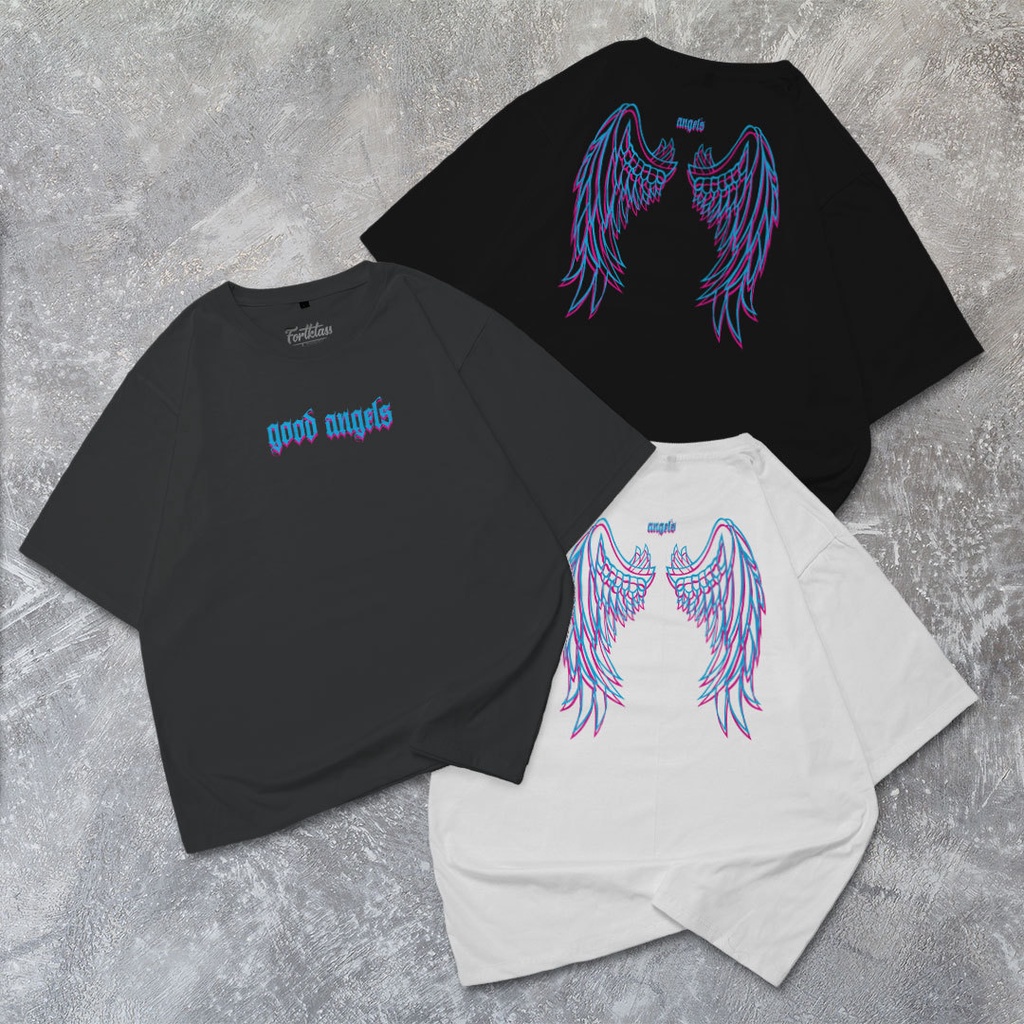 Fortglass GOOD ANGEL Kaos Oversize T-Shirt Cowok Premium Kaos Oversize Pria Lengan Pendek