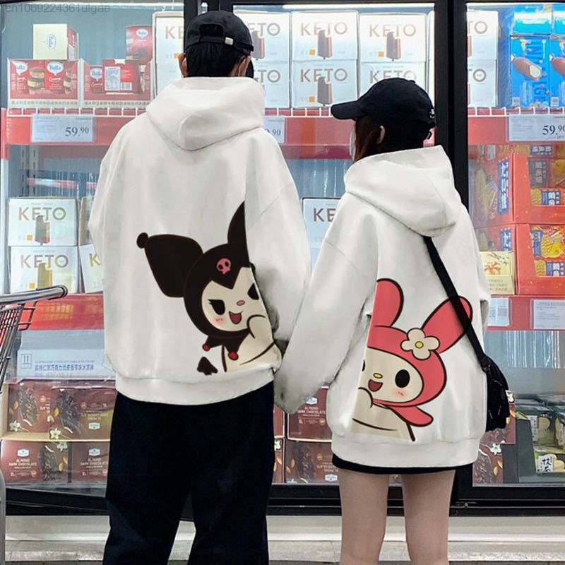 Promo COD Hoodie Couple Pasangan Pria Wanita San rio Kuromi Melody Baju Baru Y2k Atasan Harajuku Korea Bertudung Wanita Hoodie Longgar Kaus Pria Pullover Estetika Pasangan