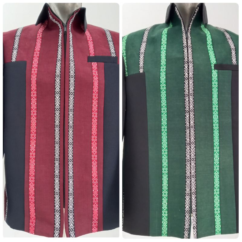 Jas jaket ulos Sumatera / Jas semi jaket motif ulos / Jasket ulos kombinasi hitam