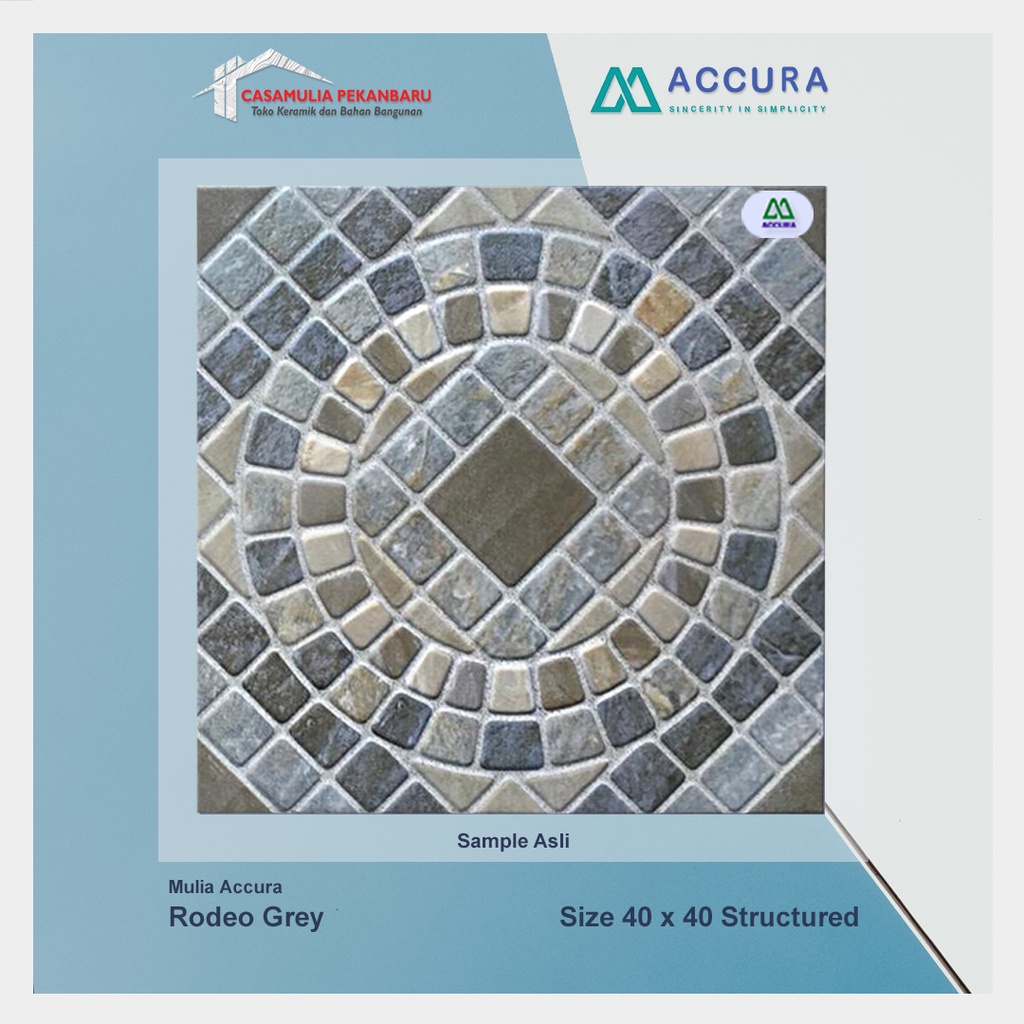 Keramik Lantai Kasar Mulia Accura 40x40 Rodeo Grey KW 1