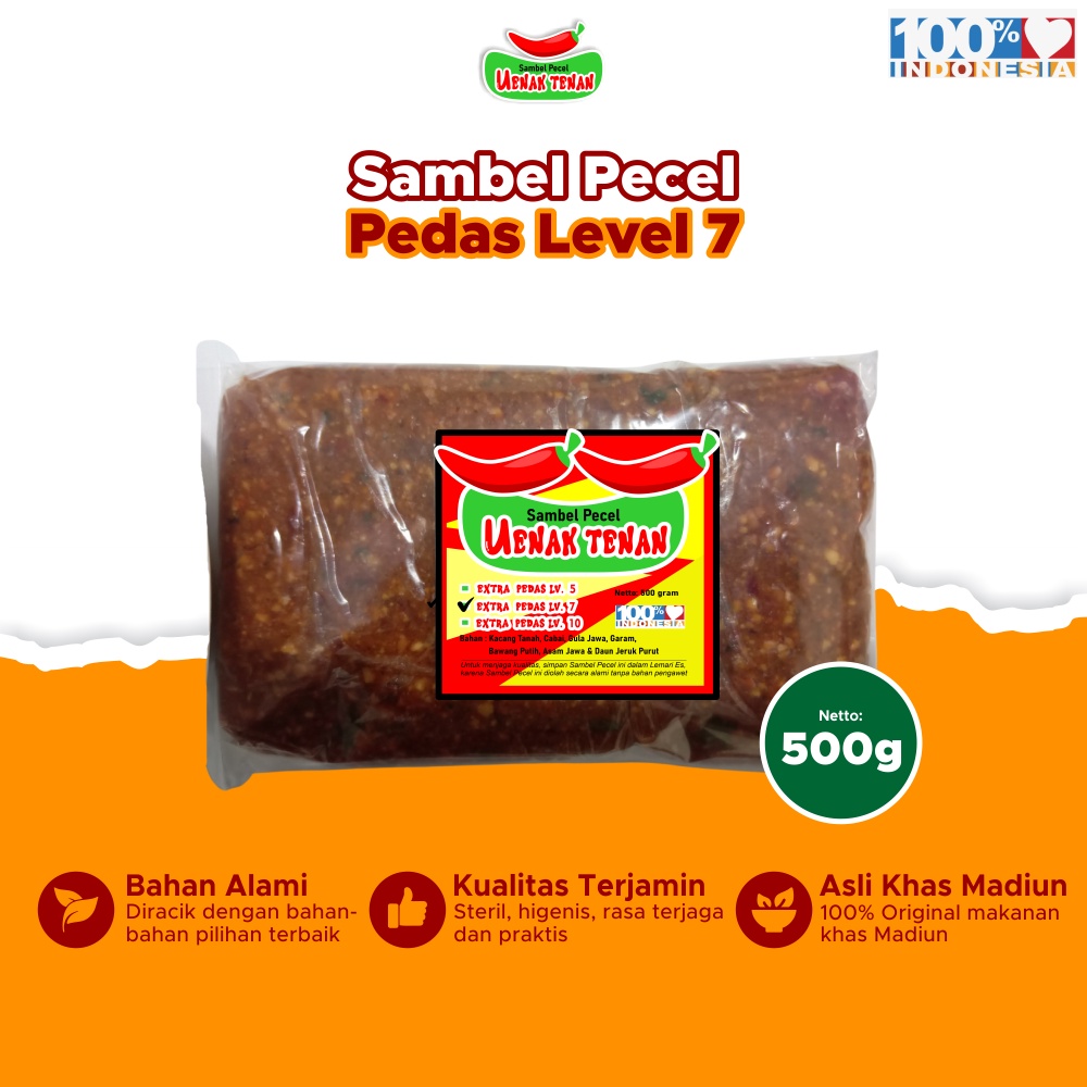 

Sambal Pecel 500 gram Lv.7 Extra Pedas Level 7 Spesial Uenak Tenan Asli Khas Madiun