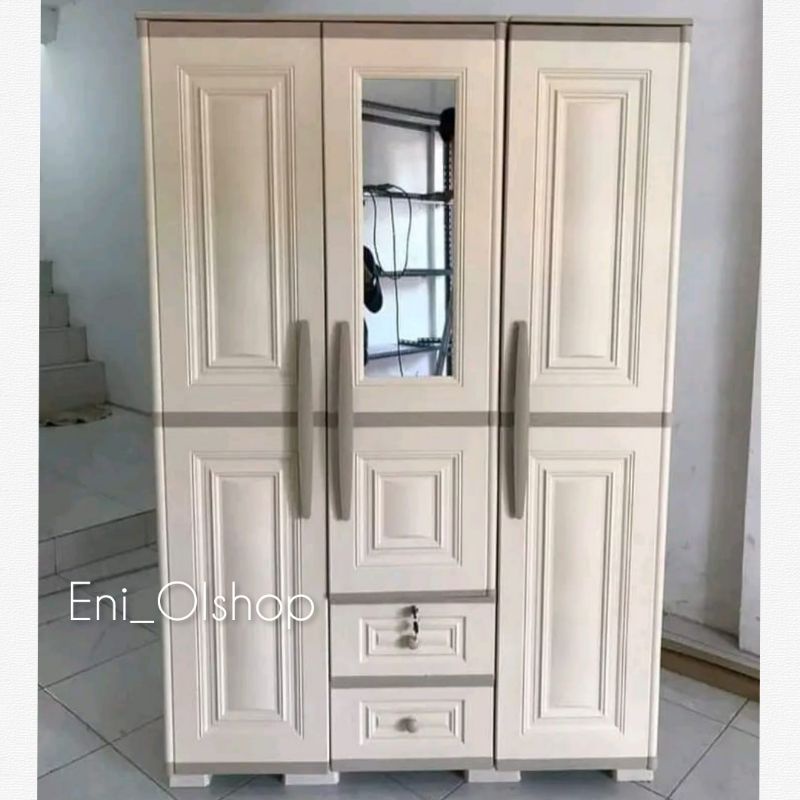 Lemari Pakaian 3 Pintu Olymplast, Fiber Plastik Modern