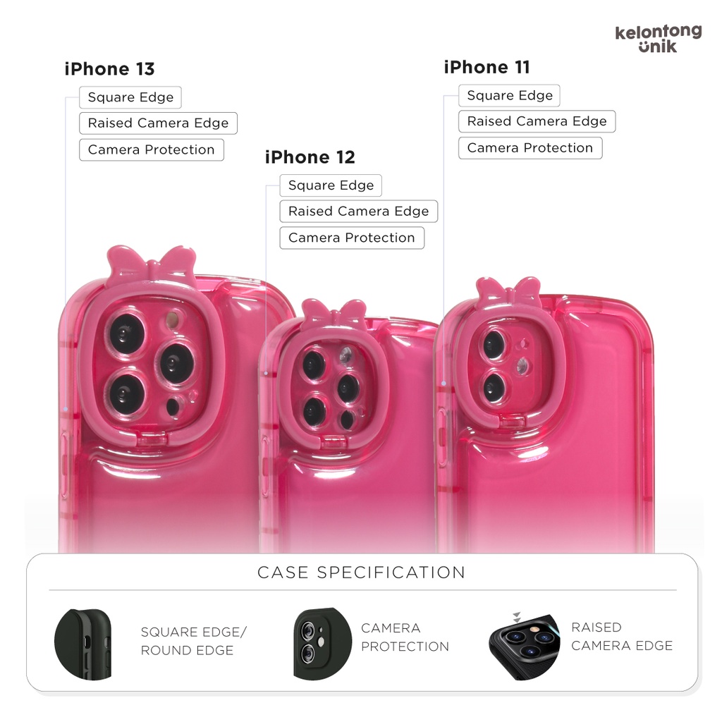 For iPhone - 3D Bow Little Monster Stand Holder Case