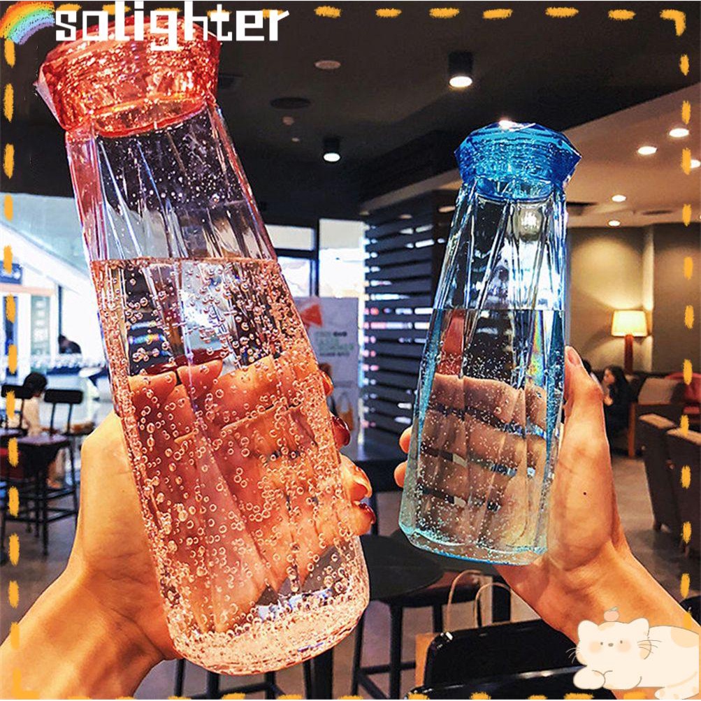 Solighter Water Bottle Cute Couple Cup Botol Kaca Kristal