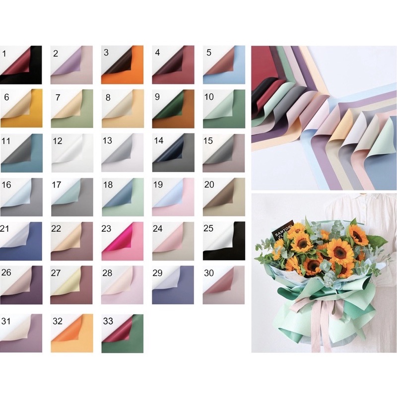 

[5 lembar] KERTAS FLOWER WRAPPING CELLOPHANE ECER KERTAS BUKET BUNGA HAND BOUQUET Bicolor Doff