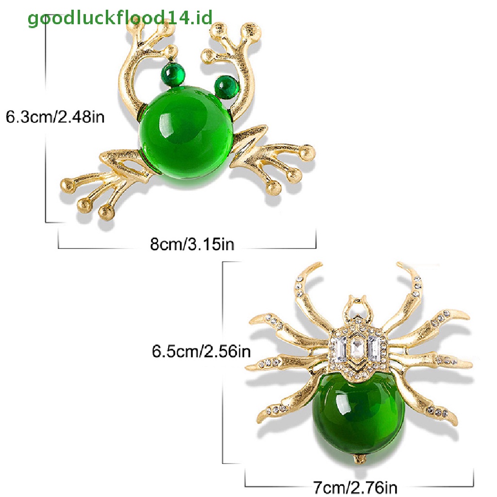[GOOGFOUR] Desain Baru Lucu Kristal Spider Bros Kodok Bros Hijau Bros Pribadi Hewan Kartun Pin Bros Pernikahan Bros Aksesoris Elegan [TOP]