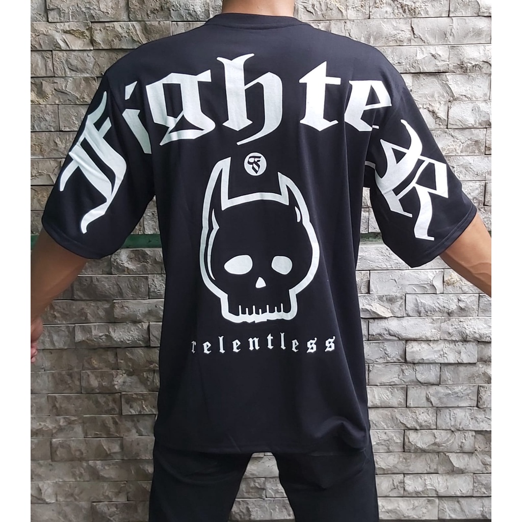 Baju Distro OverSize FIGHTER TENGKORAK Pria dan Wanita ORIGINAL