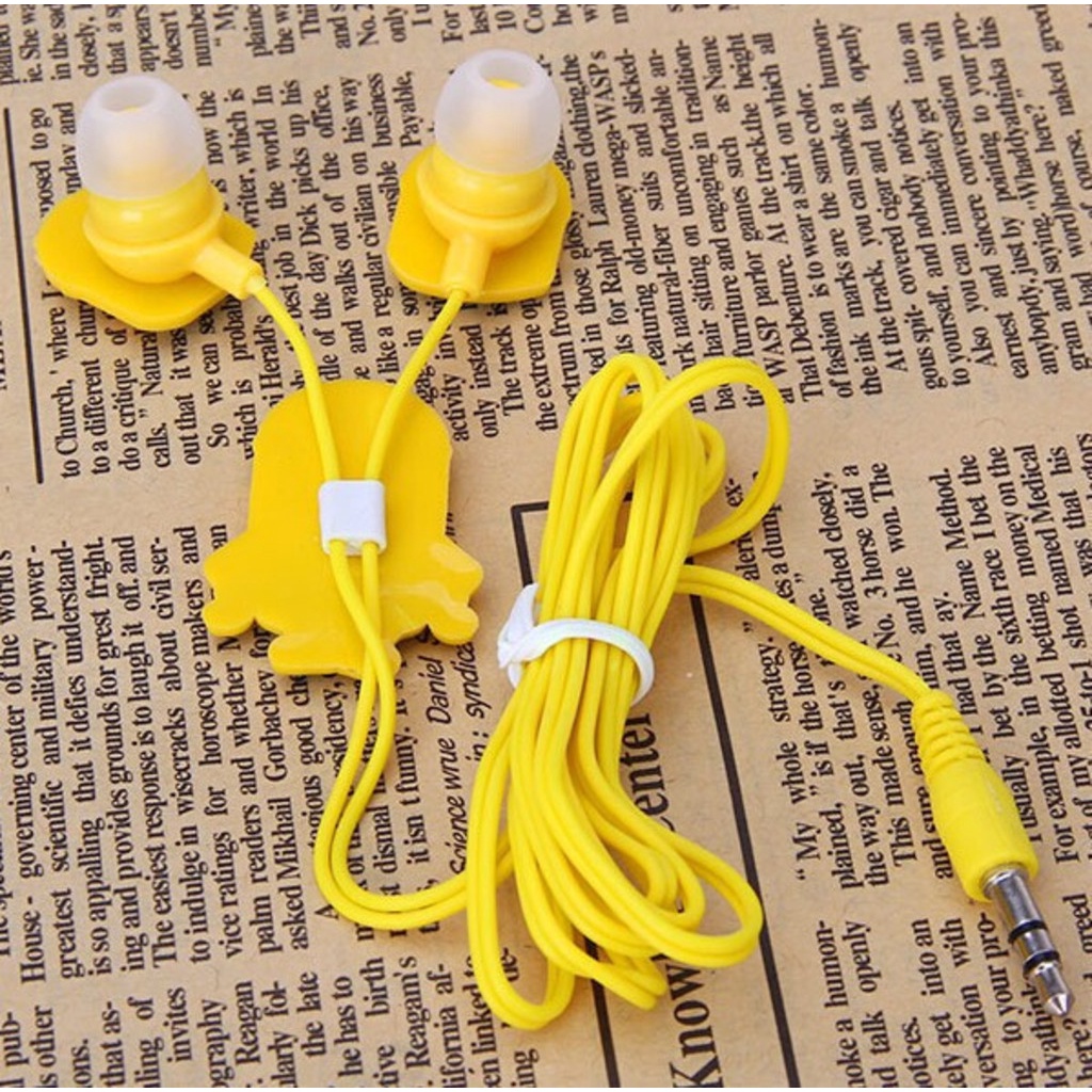 Tiga Headphone Kabel Yellow Man Kecil In Ear Earphone 3.5mm Headset