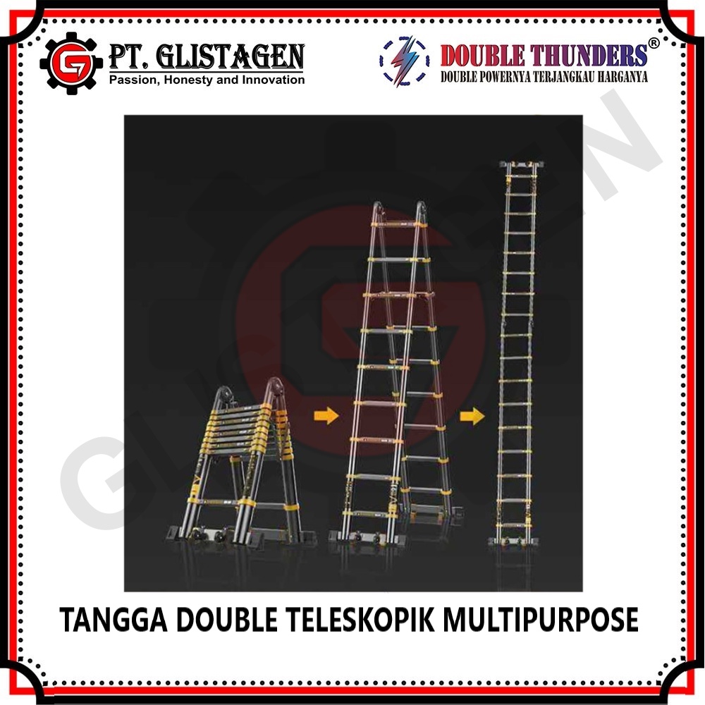 Tangga Lipat Teleskopik Multipurpose Double ( 4.1M+4.1M = 8.2M )