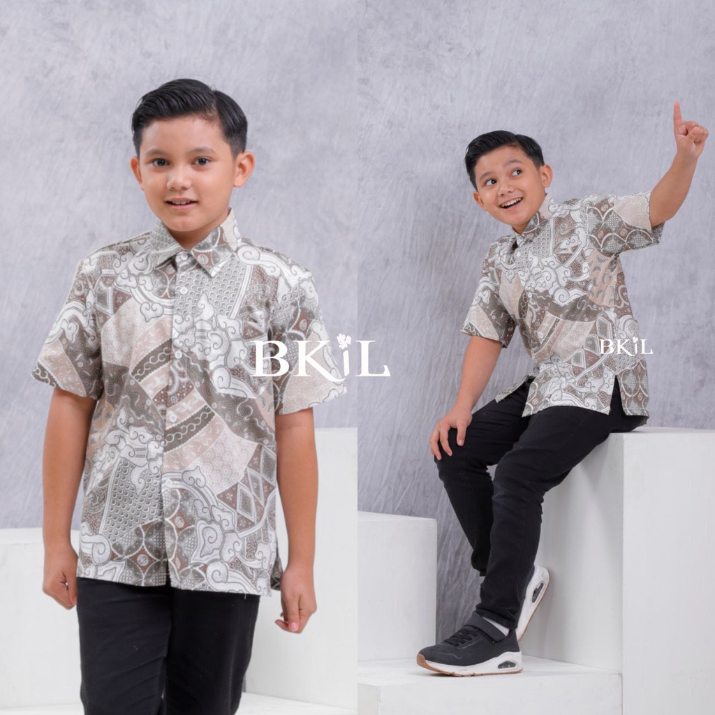 Kemeja Batik Anak Laki Laki Lengan Pendek Hem Batik Pria Anak Cowok Batik Kids M L XL XXL