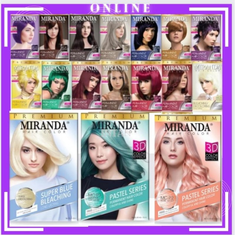 MIRANDA CAT RAMBUT MIRANDA ORI BPOM AMAN HALAL l WARNA NATURAL BLACK BLEACING ORANGE VIOLET RED ASVI