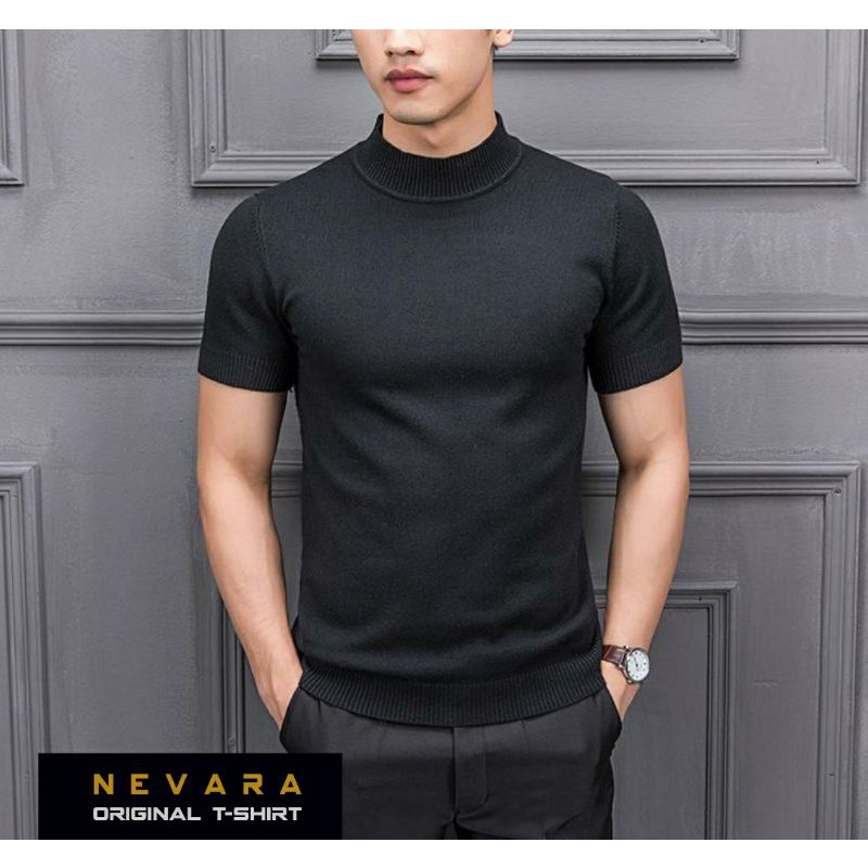 [NEVARA] KAOS TURTLENECK LENGAN PENDEK BLACK