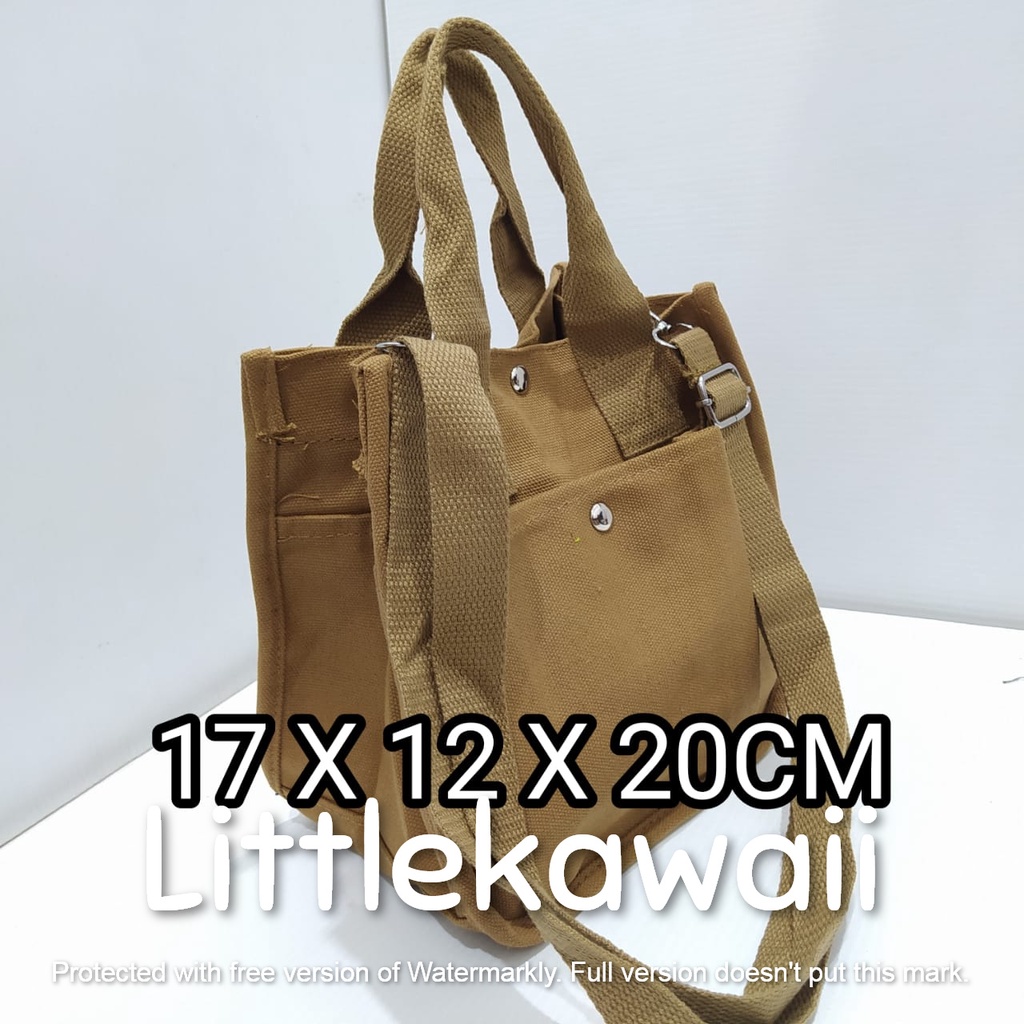 LK/Tas Totebag Tenteng Slempang Kanvas Fashion Kuliah Sekolah Wanita Remaja Dewasa Korean Style Polos Mix Import