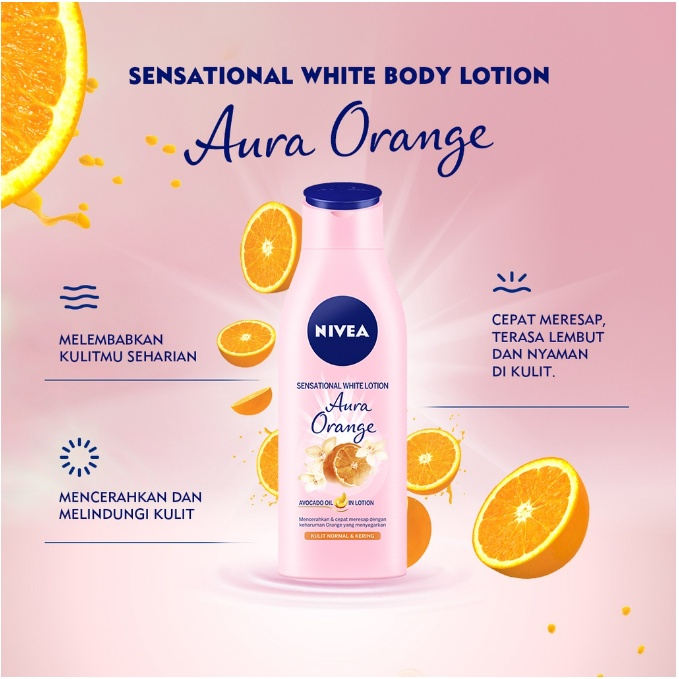 NIVEA Body Care Sensational White Body Lotion Aura Orange | Radiant Rose | Vanilla 200 ml | NIVEA