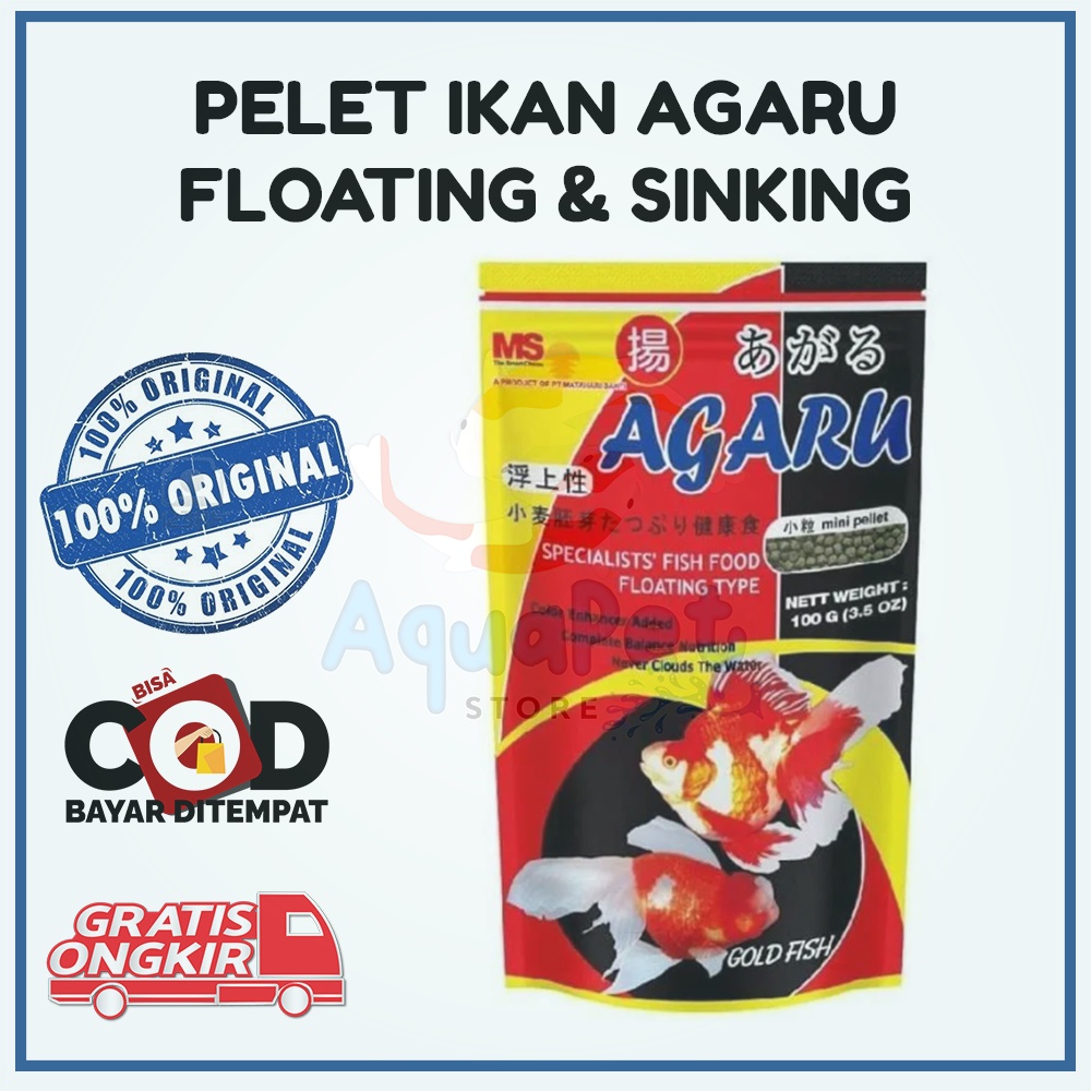 Pelet Agaru 100Gr 1mm Makanan Ikan Hias Koi Koki 100Gram Terapung & Tenggelam