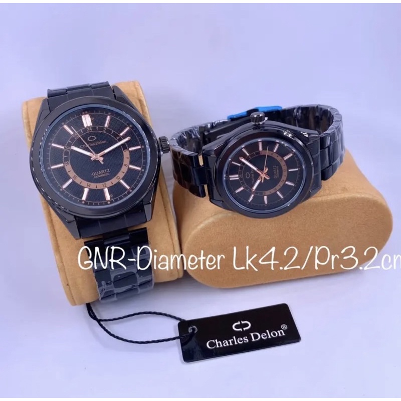 jam tangan charles delon rantai couple original anti air