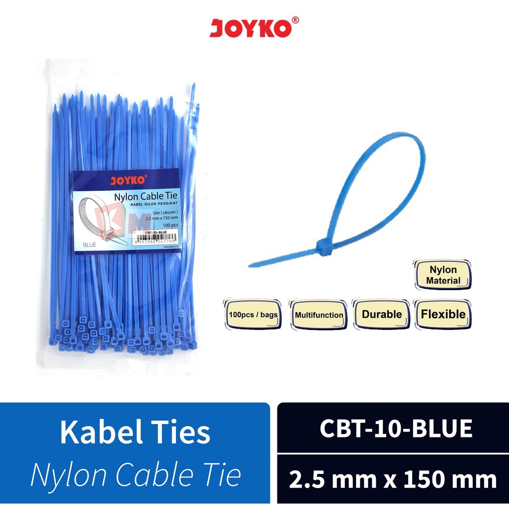 Nylon Cable Tie Kabel Ties Nilon Joyko CBT-10-Blue 2.5 mm x 150 mm