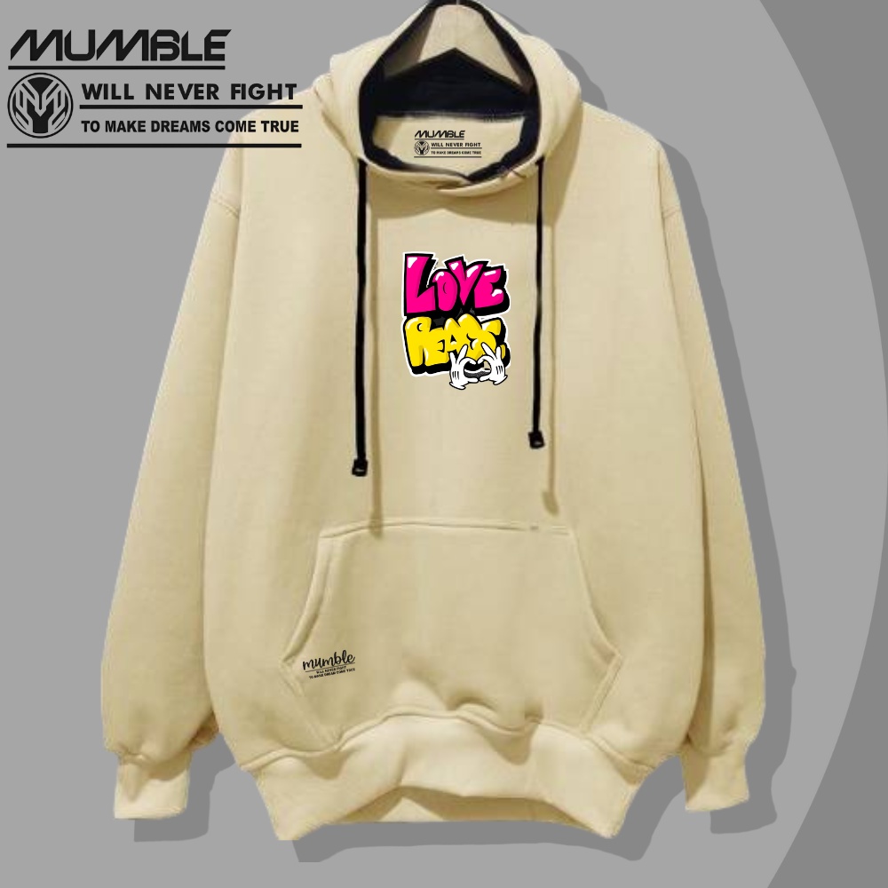 Mumble Jaket Sweater Hoodie Cowok Premium Distro Aesthetic Grafitty Warna Cream Katun Tebal Suiter Hodie Lengan Panjang