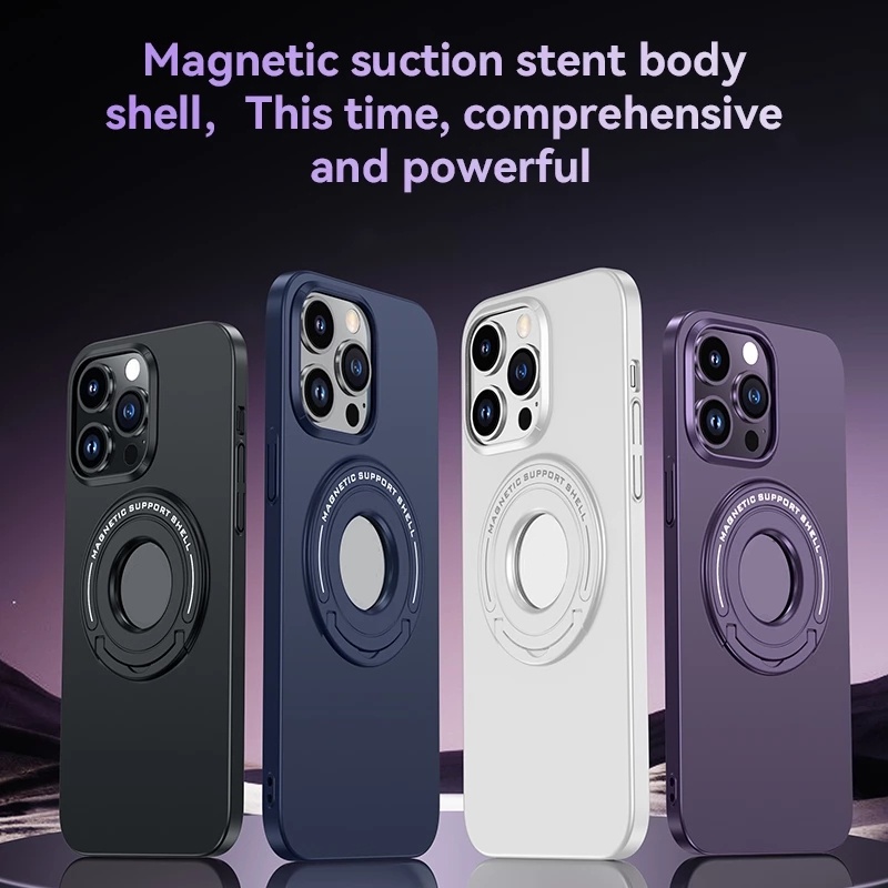 IPHONE Casing Magnetik Mewah Untuk Iphone14 13 Pro Max 14Plus Dengan Phone Holder Hide Stand Hard Cover Untuk Cas Charger Wireless