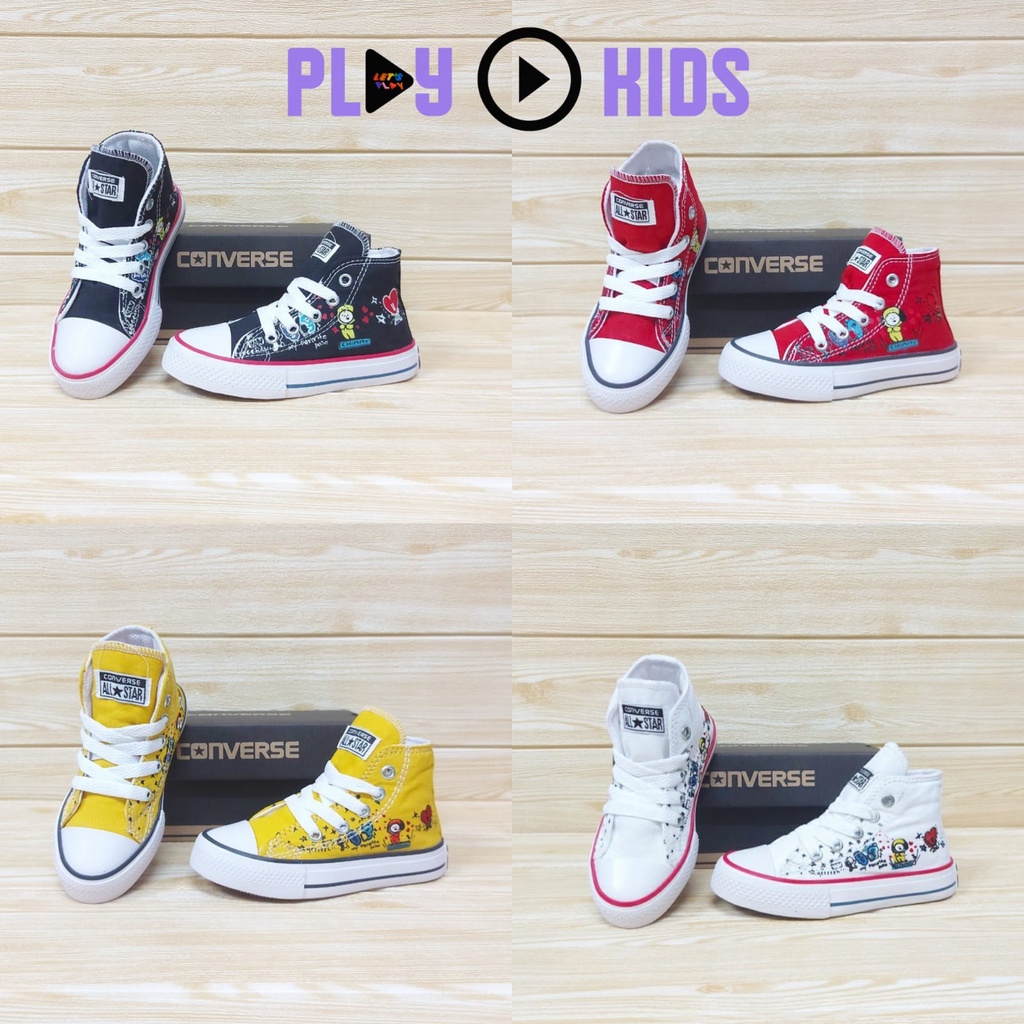 SEPATU ANAK LAKI | SEPATU ANAK PEREMPUAN | SEPATU ANAK CONV3RS3 4LL ST4R HIGH MOTIF BTS BT21 24-33