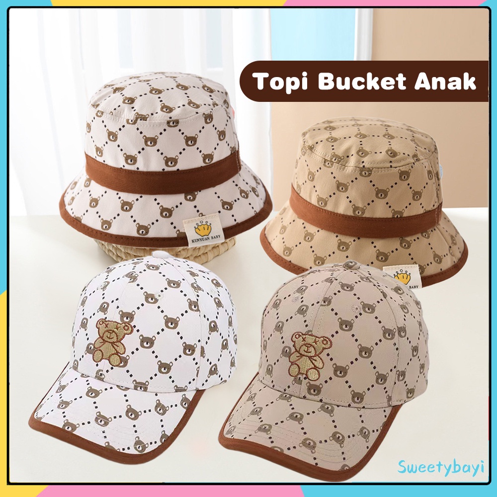 SweetyBayi Topi baseball anak laki laki perempuan import Topi bucket anak laki laki model bear