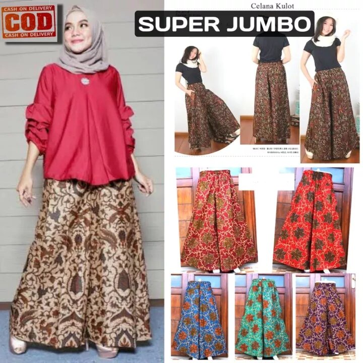 Kulot Batik Super Jumbo Fit To XXXXL Katun Premium Celana Wanita