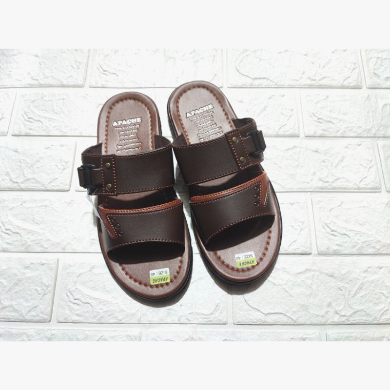 sandal kulit slop jempol sandal casual pria