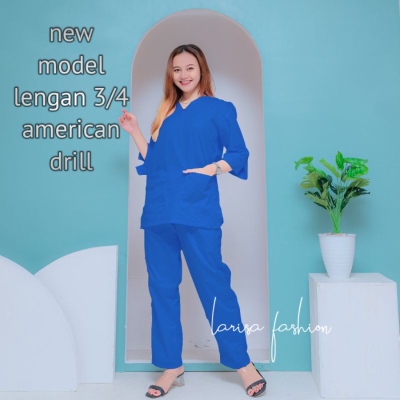 baju ok lengan panjang seragam oka perawat jaga lengan pendek american drill oka lengan panjang