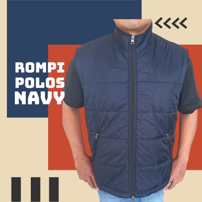 Rompi Outdoor Polos Vest Jaket Rompi Gelembung Bandung Terbaru Navy Blue