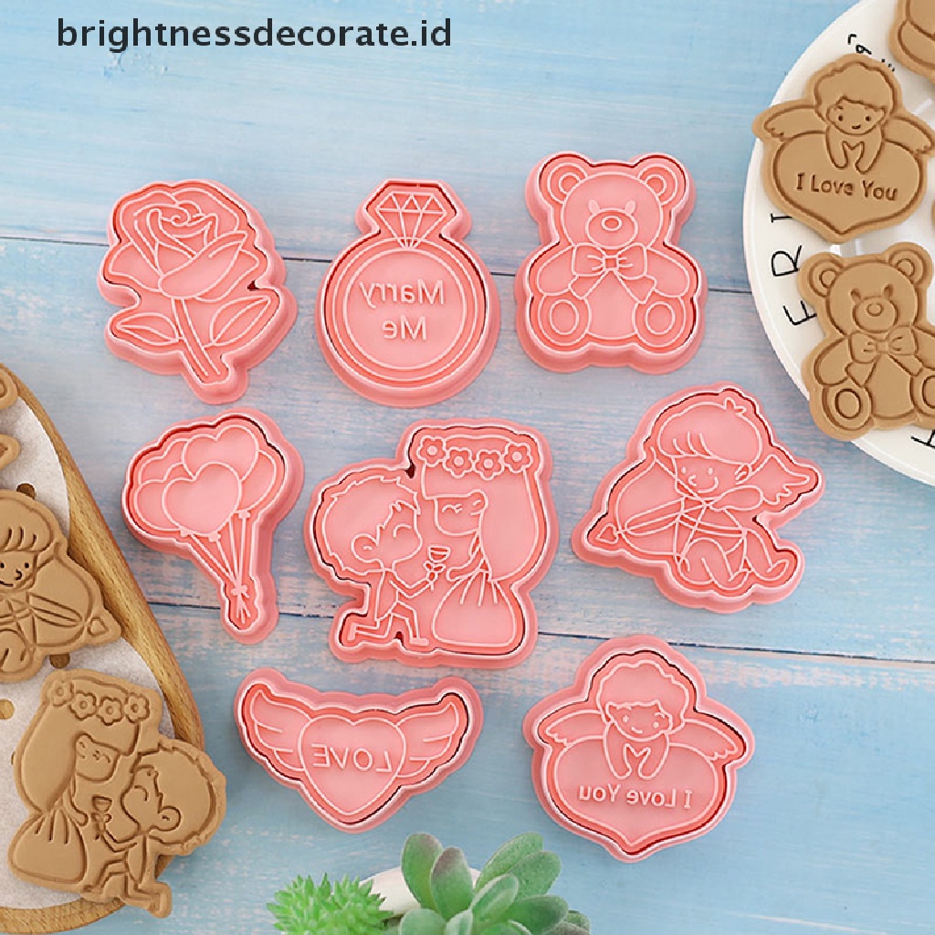 [Birth] 8pcs 3D Kartun Cookie Cutters Valenes Day Biscuit Mold DIY Fondant Decorag Untuk Ulang Tahun Pesta Pernikahan Natal Cookies [ID]