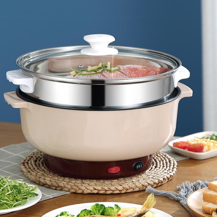 Model baru Panci Elektrik 2 in 1 Panci Listrik  Serbaguna Panci Hotpot Steamer Stainless 52