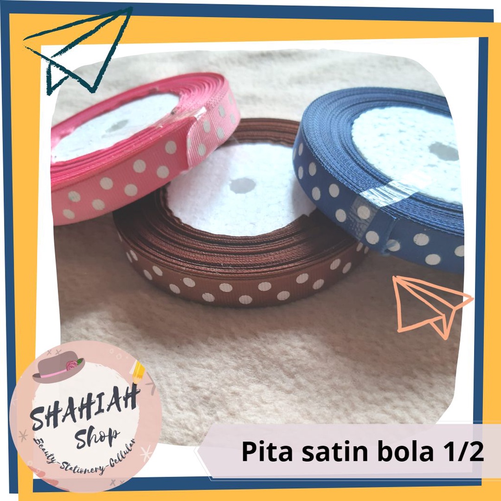 

PITA SATIN MOTIF BOLA (1/2 INCH)| PITA BUNGKUS KADO | PITA HIASAN