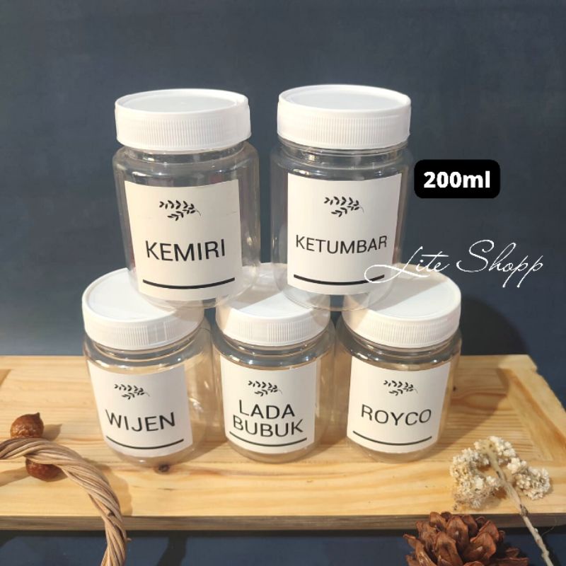 Toples bumbu dapur aestetic 200ml free label stiker waterproff