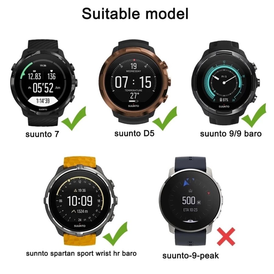 Tali Jam 24mm Suunto 9 perforated 7 D5 Spartan Sport Wrist HR Baro