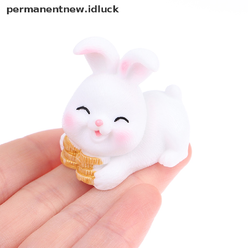 [luckypermanentnew] 4/6pcs/set Kartun Kelinci Keberuntungan Mikro Lanskap Resin Ornamen Berkebun [ID]