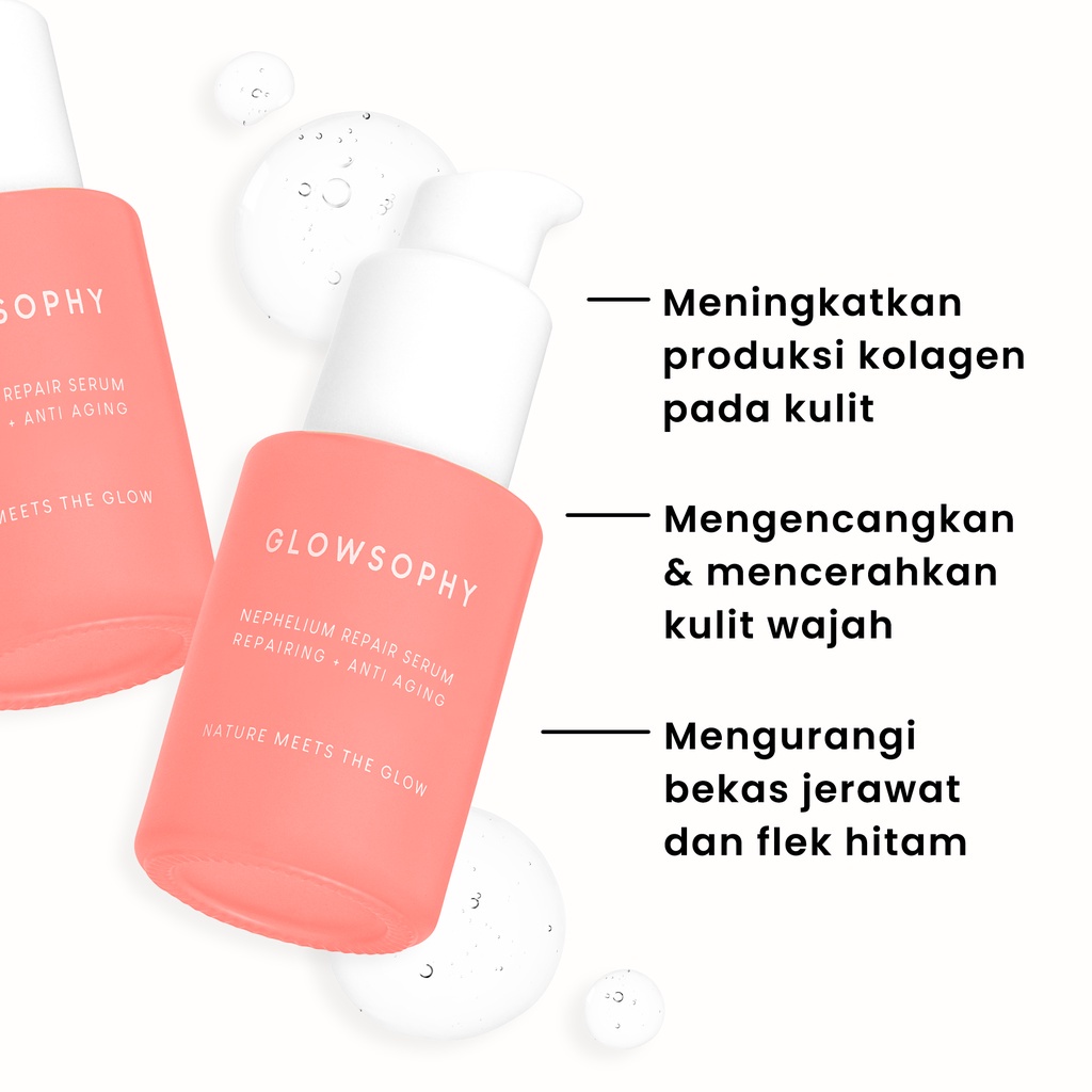 READY! GLOWSOPHY Nephelium Repair Serum 30ml - Serum Alternatif Retinol untuk Anti Aging dan Mengencangkan Kulit Wajah with Niacinamide, Microbiome, dan Ekstrak Rambutan