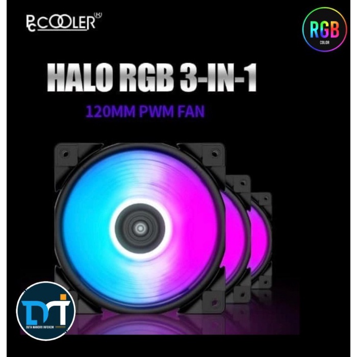 Cooler Pccooler Halo 3-In-1 Rgb Kit 120Mm 4Pin Pwm Fan - Stater Kit Fan