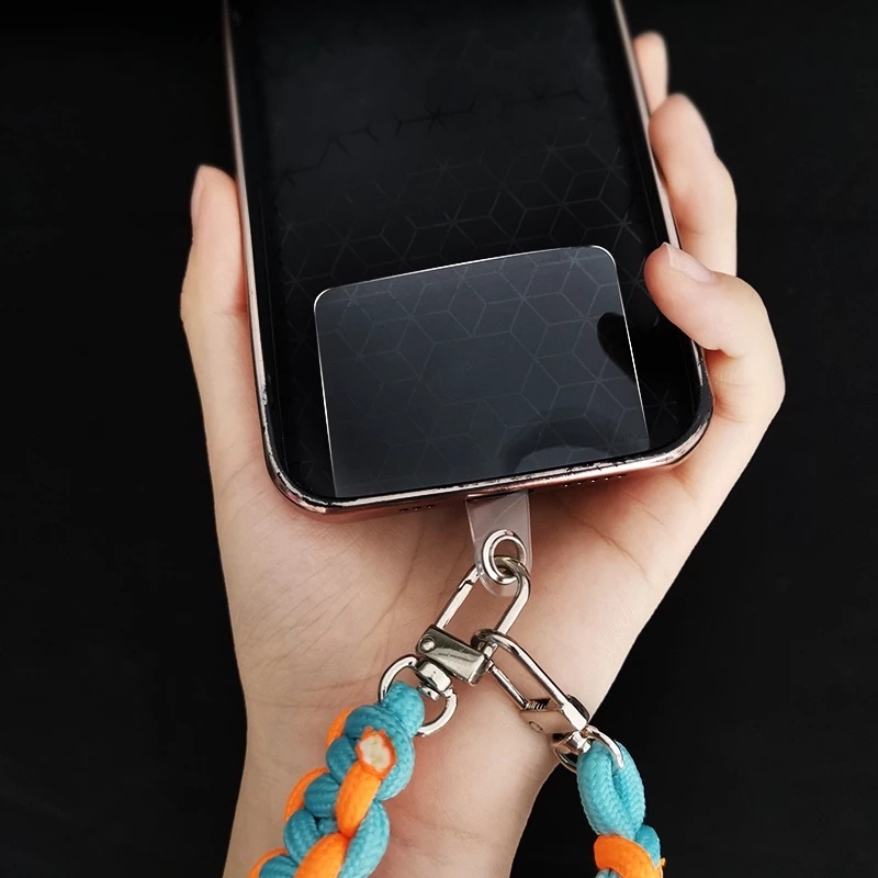 Smartphone Sederhana Potongan Memperbaiki Anti Hilang/Ponsel Kembali Kartu Lanyard Tak Terlihat Dengan Cincin Logam/Ponsel Universal Paking Gantung Bening